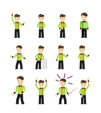 sevimli genç işadamları karakter kümesi üzerinde izole beyaz teşkil etmektedir.