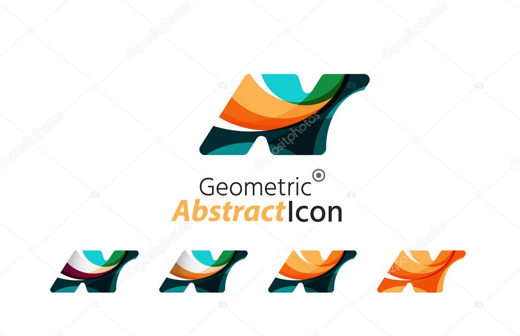 Set of abstract geometric company logo N letters