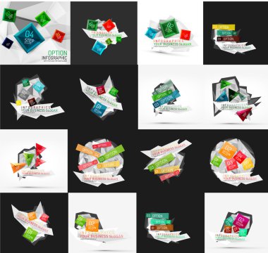 Işık, kağıt tasarım seçeneği Infographic afiş şablonları kümesi