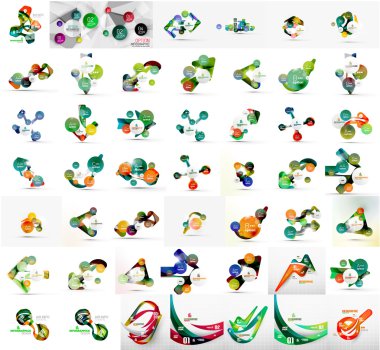 Mega ışığında, kağıt tasarım seçeneği Infographic afiş şablonları ayarlama