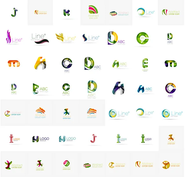 Gran colección de logotipo de la empresa corporativa. Conjunto de iconos universal para varias ideas — Vector de stock