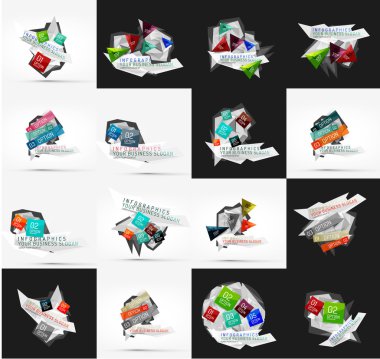 Işık, kağıt tasarım seçeneği Infographic afiş şablonları kümesi