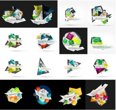 Işık, kağıt tasarım seçeneği Infographic afiş şablonları kümesi