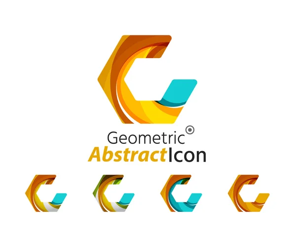 Set of abstract geometric company logo hexagon shapes — Stock Vector