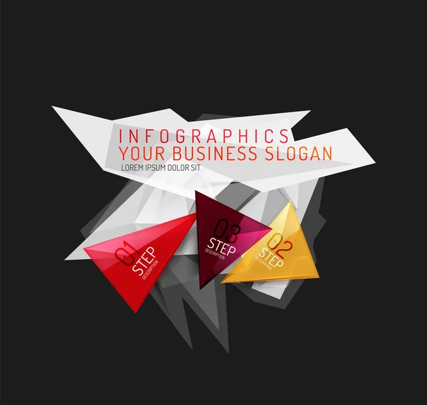 Modern polygonal origami paper infographics — Stock Vector