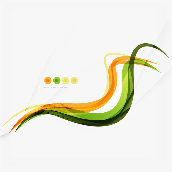 オレンジ色と緑色の波ライン設計、自然環境概念 — ストックベクタ