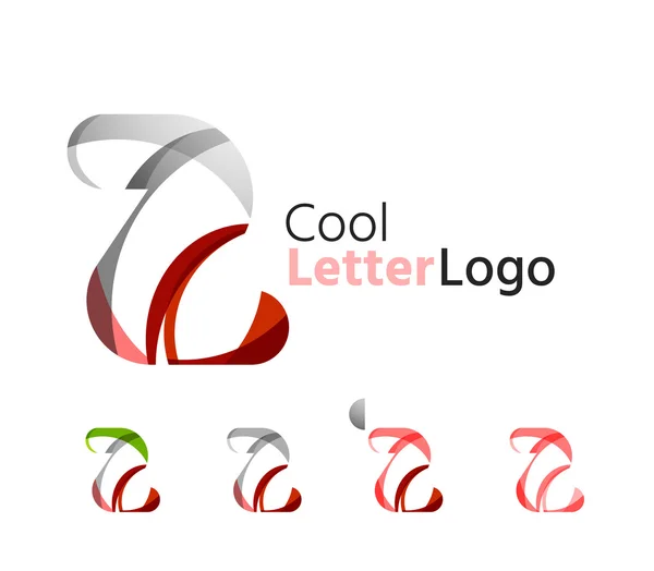 Set of abstract Z letter company logos. Business icons, overlapping flowing waves — Stock Vector