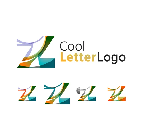 Set of abstract Z letter company logos. Business icons, overlapping flowing waves — Stock Vector