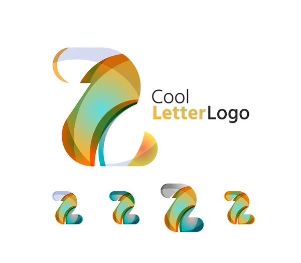 Set of abstract Z letter company logos. Business icons, overlapping flowing waves — Stock Vector