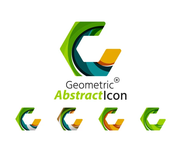 Conjunto de formas abstractas de hexágono de logotipo de la empresa geométrica — Archivo Imágenes Vectoriales