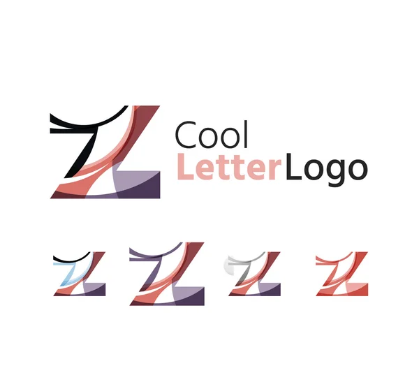 Set of abstract Z letter company logos. Business icons, overlapping flowing waves — Stock Vector