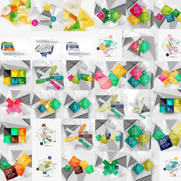 Colección de pancartas de estilo de papel geométrico — Vector de stock