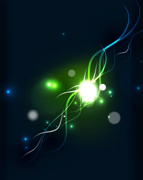 Glowing flowing waves and stars — Stock Vector