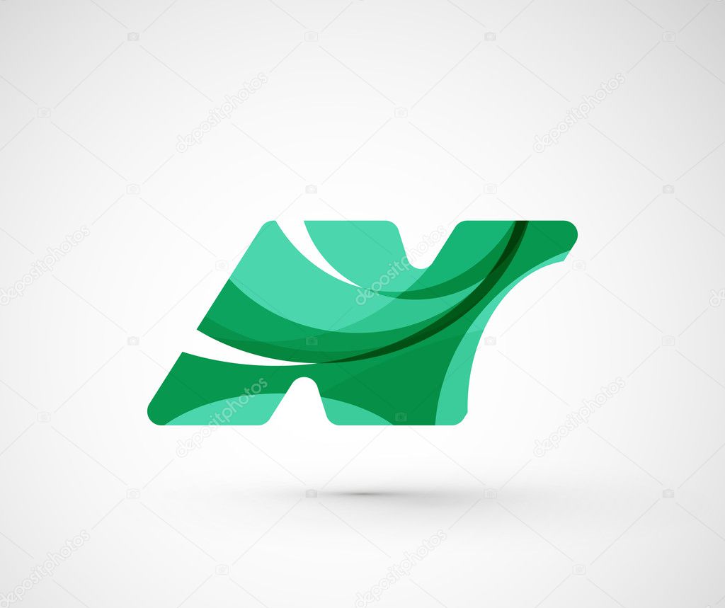 Abstract geometric company logo N letter. Vector illustration of universal shape concept made of various wave overlapping elements
