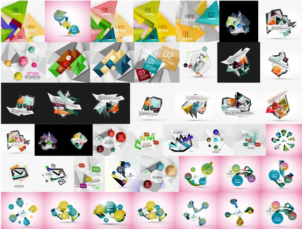 Geometriska banners, mallar, layouter. Papper-grafik. Mega collection — Stock vektor