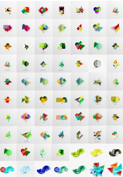 Geometric banners, templates, layouts. Paper graphics. Mega collection — Stock Vector