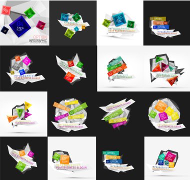 Işık, kağıt tasarım seçeneği Infographic afiş şablonları kümesi