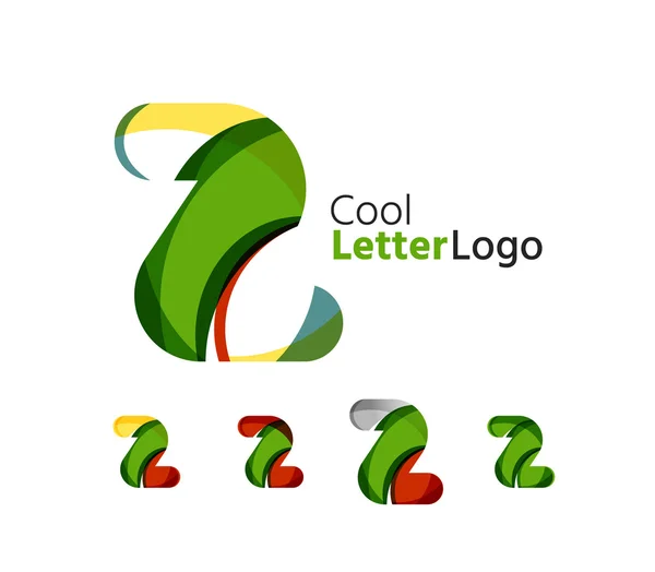 Set of abstract Z letter company logos. Business icons, overlapping flowing waves — Stock Vector