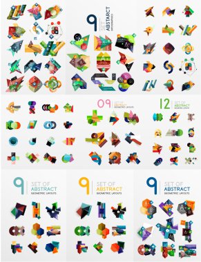 Dizi soyut kağıt öğeleri, infographics şablonları, sunum, afiş