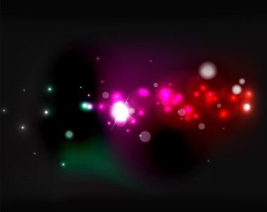 Parlak parlak kabarcıklar ve karanlık uzayda yıldız