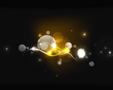 Parlak parlak kabarcıklar ve karanlık uzayda yıldız