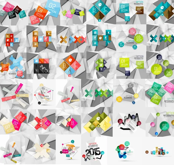 Mega collection of geometric paper style banners — Stock Vector