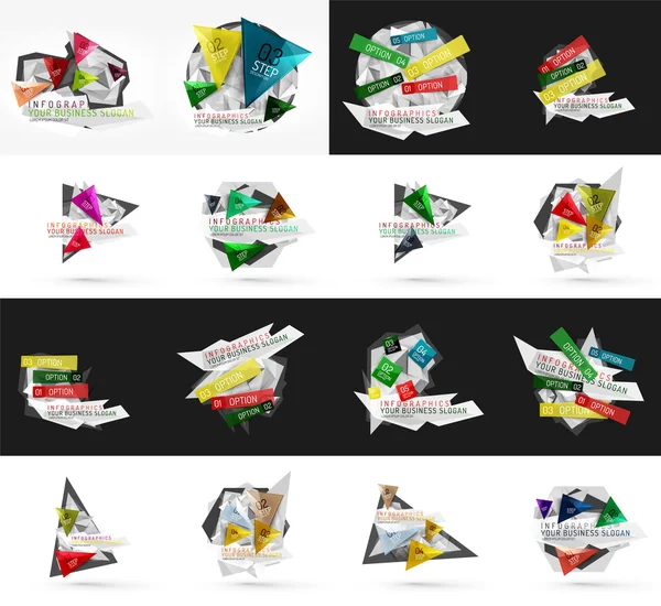 Ensemble de modèles de bannière infographique lumière, option de conception de papier — Image vectorielle