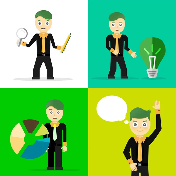 Set of businessman pose character concepts — Stock Vector