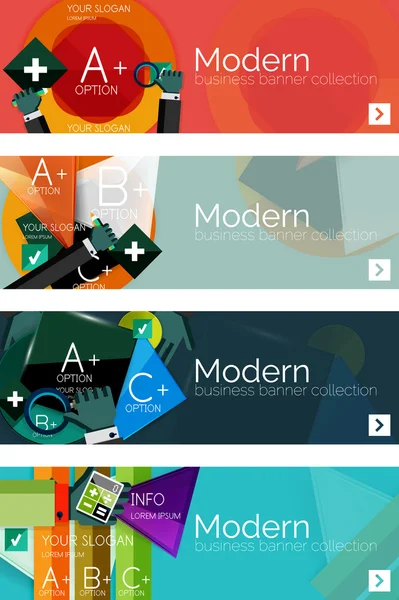 Коллекция инфографических концепций и баннеров плоской сети, разнообразный универсальный набор — стоковый вектор