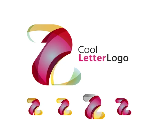 Set of abstract Z letter company logos. Business icons, overlapping flowing waves — Stock Vector