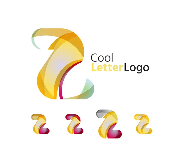 Set of abstract Z letter company logos. Business icons, overlapping flowing waves — Stock Vector