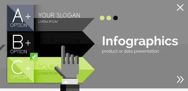 Bannière de conception plate infographique avec les mains — Image vectorielle