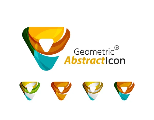 Reihe abstrakter geometrischer Dreiecke mit Firmenlogo, Pfeile — Stockvektor