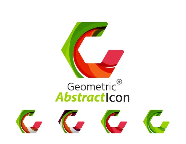 Zbiór streszczenie firmy geometryczne logo sześciokątne kształty — Wektor stockowy