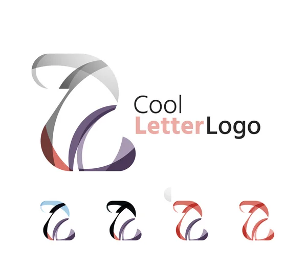 抽象的な Z 文字会社ロゴをセットします。ビジネスのアイコン、波の流れを重複 — ストックベクタ