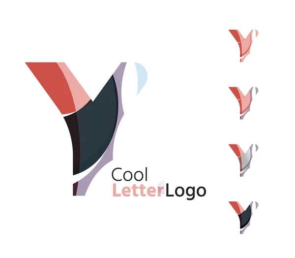 Set of abstract Y letter company logos. Business icons, overlapping flowing waves — Stock Vector
