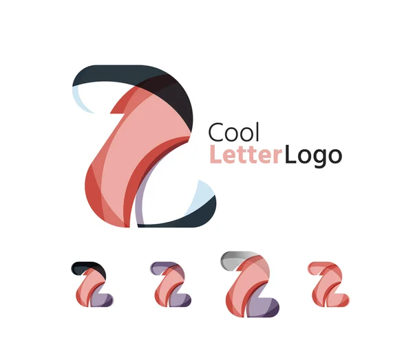 Set of abstract Z letter company logos. Business icons, overlapping flowing waves — Stock Vector