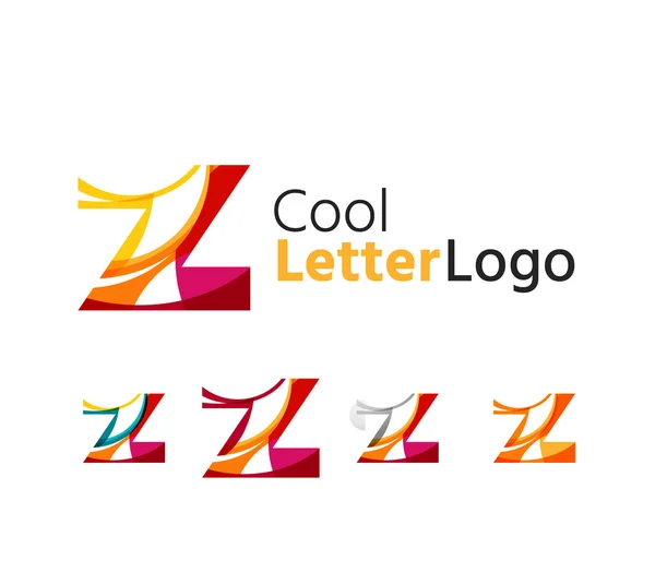 Set of abstract Z letter company logos. Business icons, overlapping flowing waves — Stock Vector