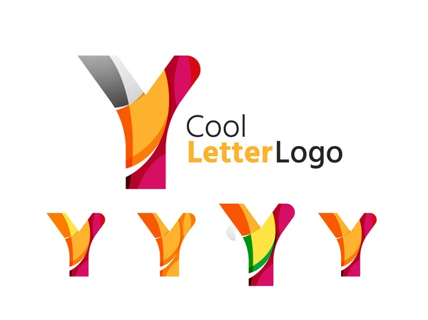 Набор абстрактных логотипов компании Y letter. Иконки бизнеса, перекрывающиеся волны — стоковый вектор