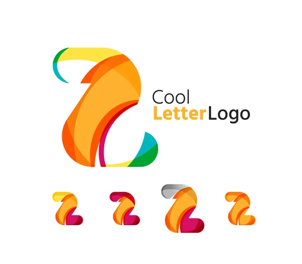 Set of abstract Z letter company logos. Business icons, overlapping flowing waves — Stock Vector