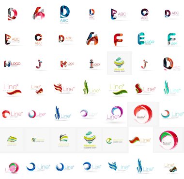 Büyük kurumsal şirketin logosu koleksiyonu. Evrensel simgesi için çeşitli fikirler seti