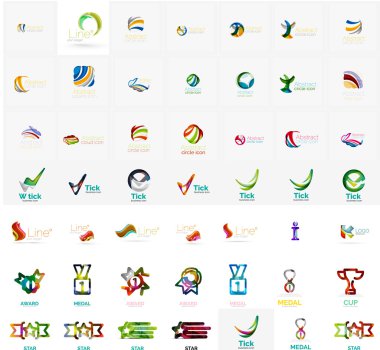 Büyük kurumsal şirketin logosu koleksiyonu. Evrensel simgesi için çeşitli fikirler seti