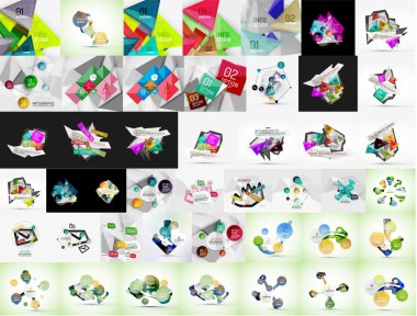 Geometrik afiş, şablonları düzenleri. Kağıt grafik. Mega toplama