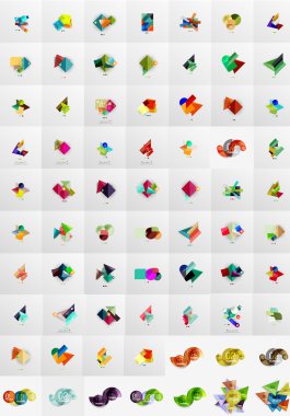 Geometrik afiş, şablonlar, düzenler. Kağıt grafik. Mega toplama