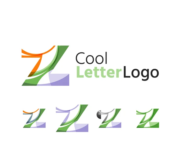 Set of abstract Z letter company logos. Business icons, overlapping flowing waves — Stock Vector