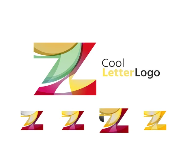 Set of abstract Z letter company logos. Business icons, overlapping flowing waves — Stock Vector