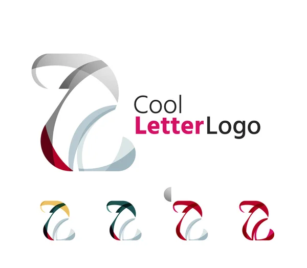 Set of abstract Z letter company logos. Business icons, overlapping flowing waves — Stock Vector