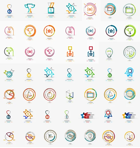 Gran colección de logotipo de la empresa corporativa. Conjunto de iconos universal para varias ideas — Vector de stock