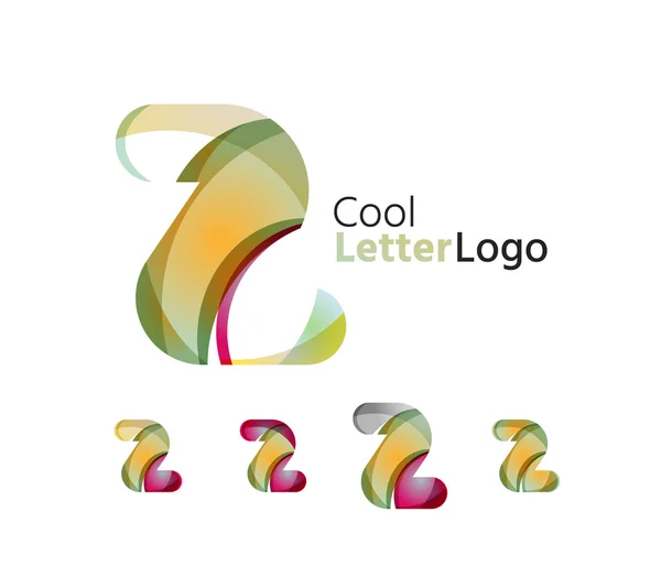 Set of abstract Z letter company logos. Business icons, overlapping flowing waves — Stock Vector