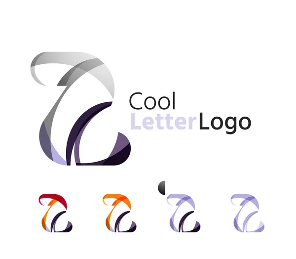 Set of abstract Z letter company logos. Business icons, overlapping flowing waves — Stock Vector